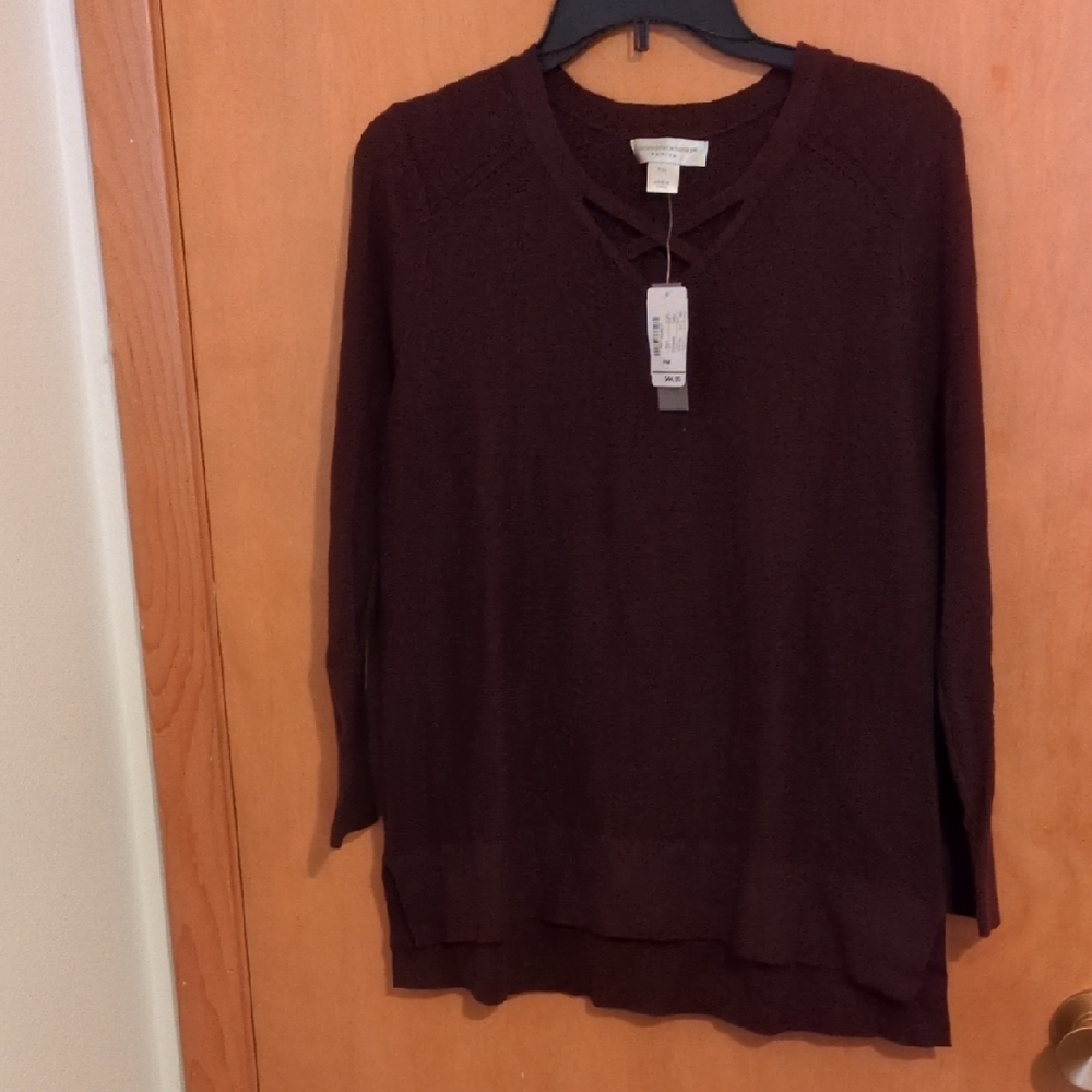 Christopher & Banks Burgundy Long Sleeve Top